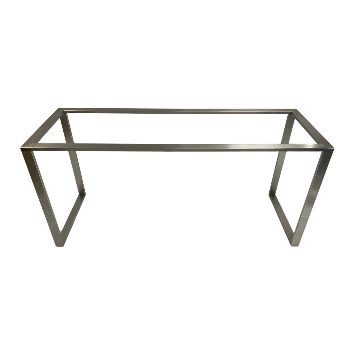 pé de mesa base aparador aço inox escovado para tampos de vidro madeira pedra mesa de canto perfil 50x20mm 160x55x74,5cm