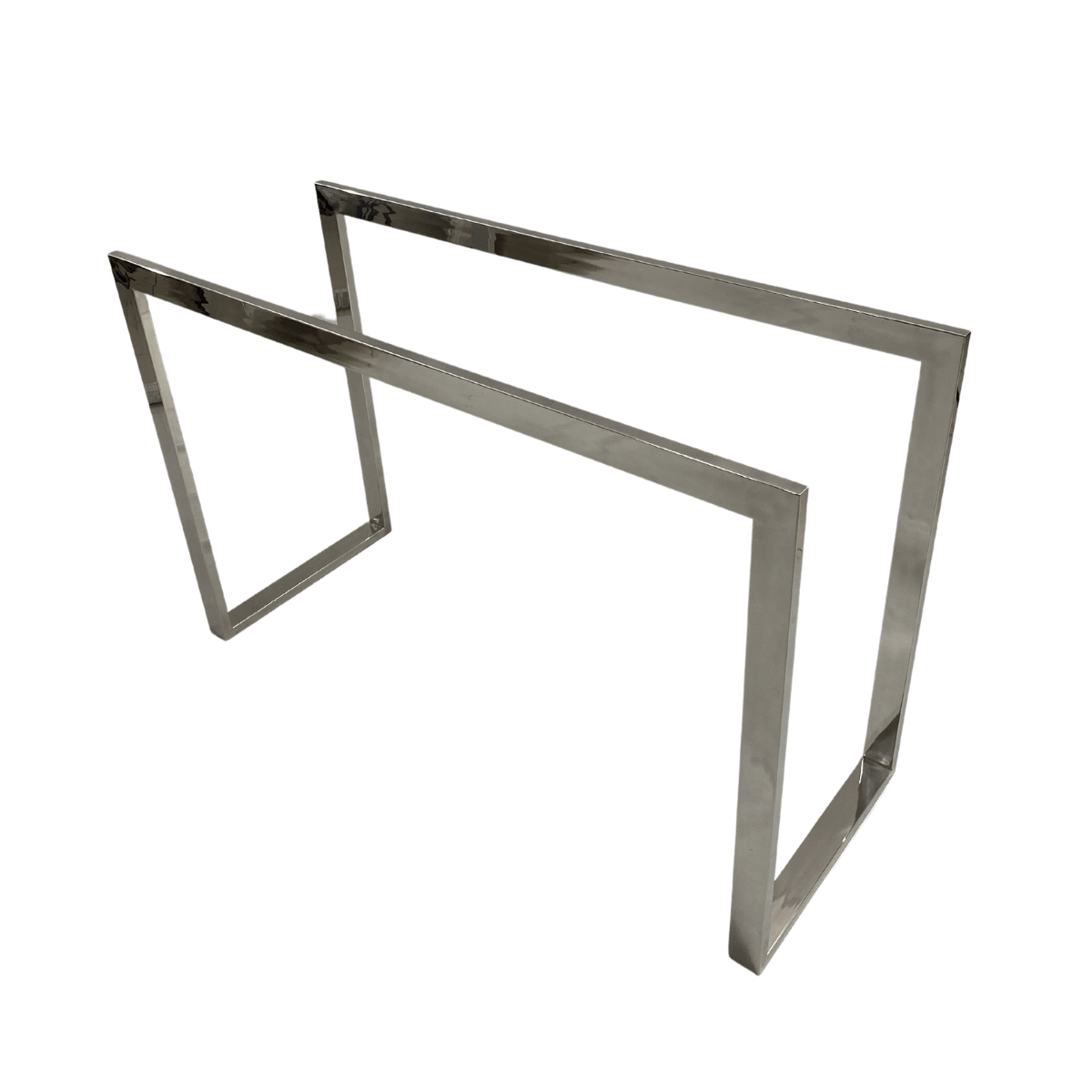 pé base de mesa aço inox polido cromado em U para tampos de vidro pedra marmore madeira
