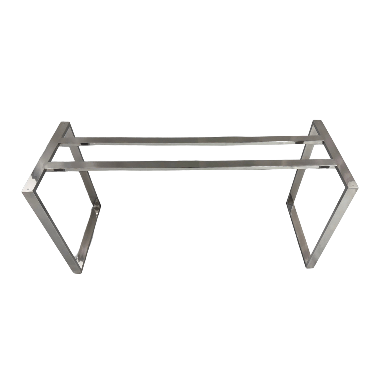 base pé de mesa aço inox 304 polido cromado pés retangulares com hastes centrais tampos de vidro madeira pedra marmore
