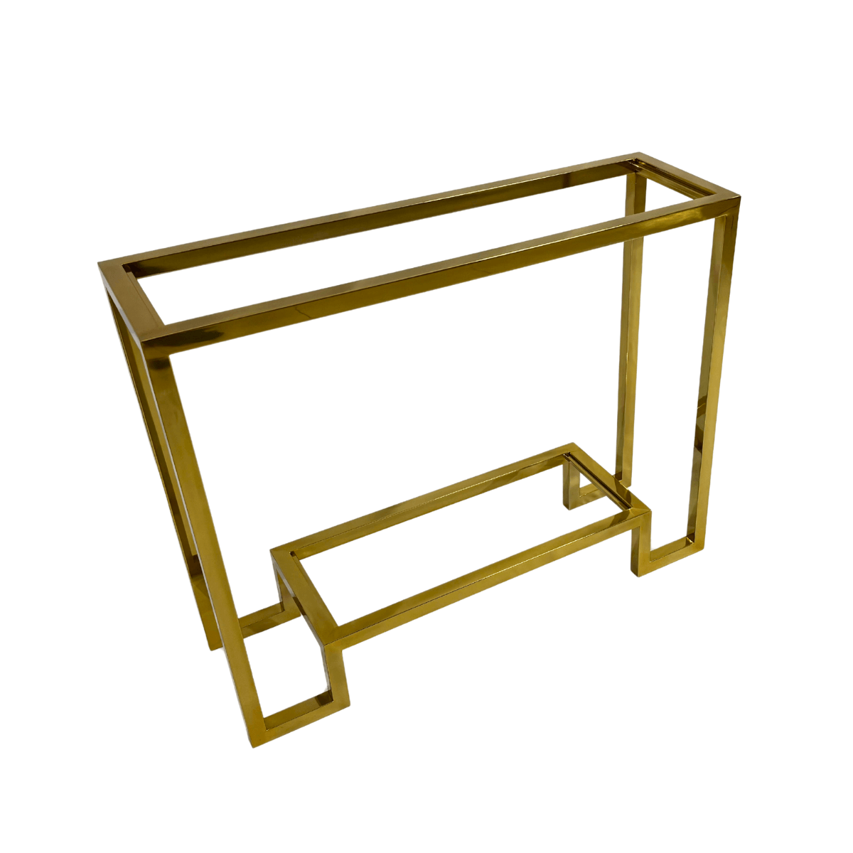 Base de mesa de canto aparador aço inox 30x30mm dois tampos de vidro madeira mármore pedra dourado verniz ouro gold brilhante (2)