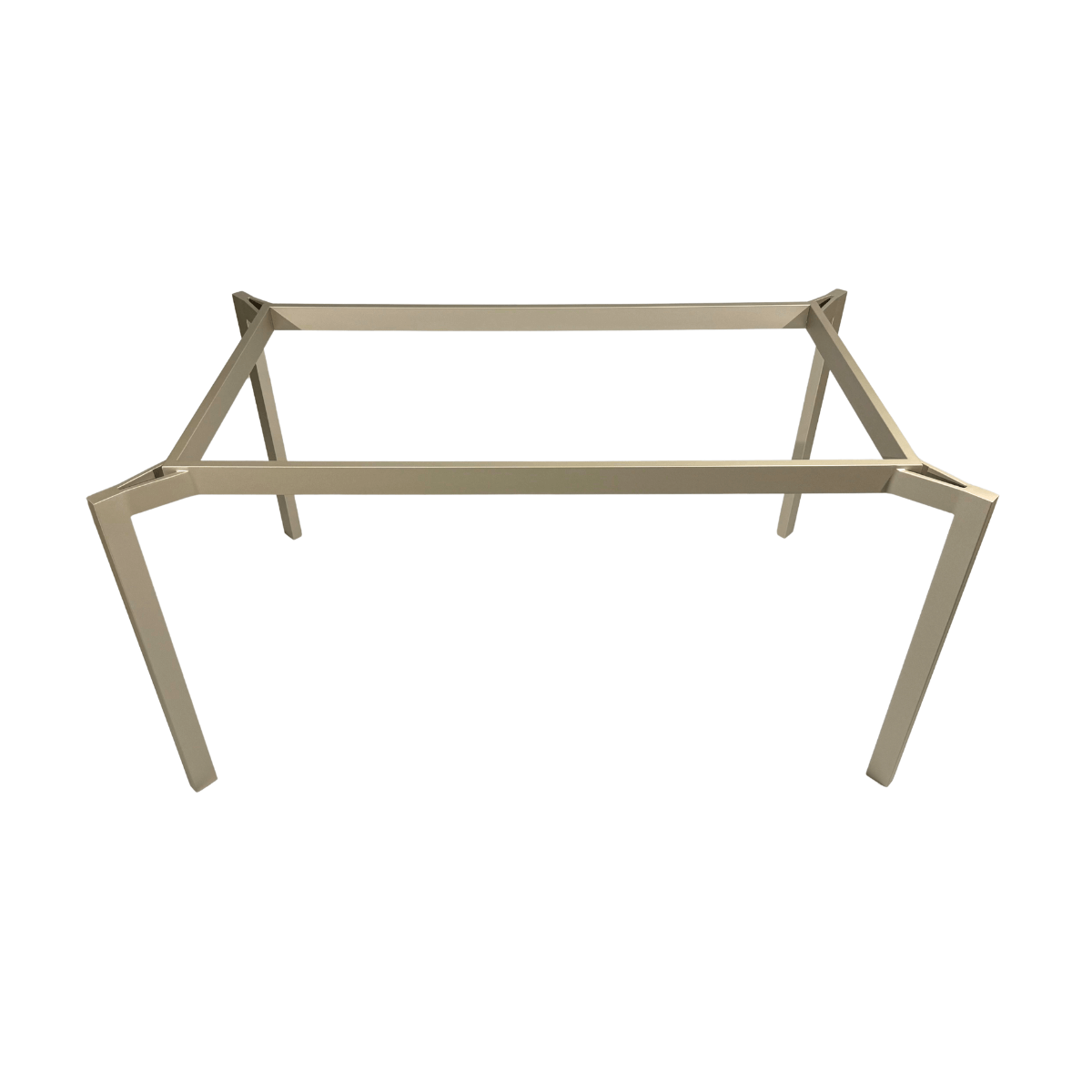 Pé base de mesa aço inox metal champanhe branco perolado fosco 4 pés com detalhe tampo flutuante de vidro pedra ou madeira luxo