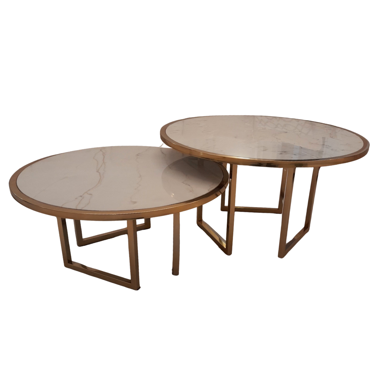 mesa de centro dupla redonda inox dourado tampo de pedra mármore luxo ouro gold verniz mesa de canto cabeceira