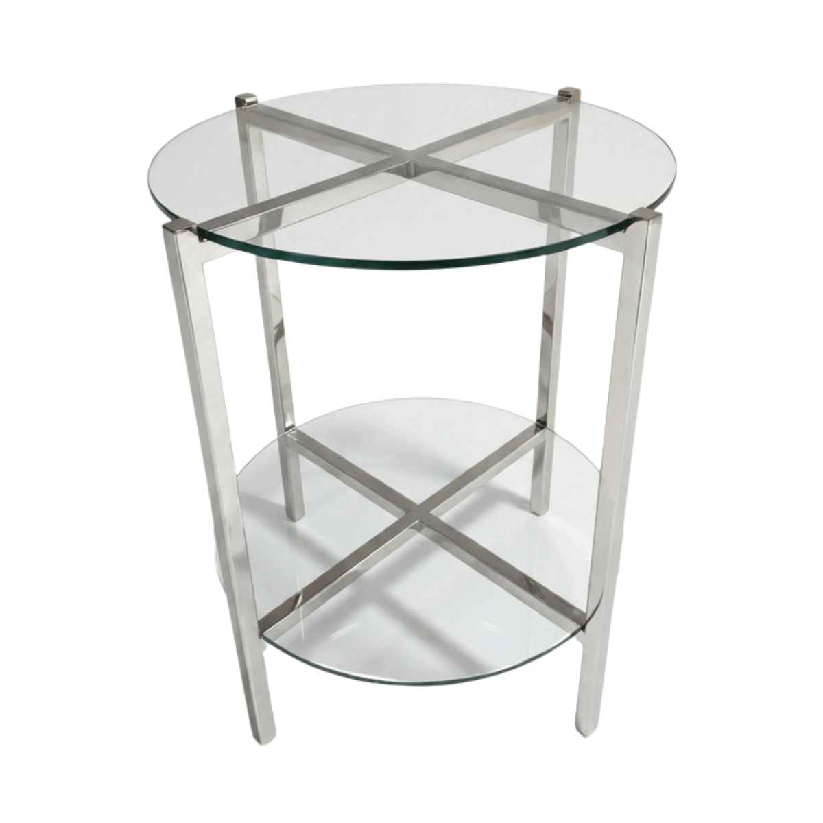pé base de mesa de canto cabeceira criado mudo centro aço inox polido cromado com tampo de vidro