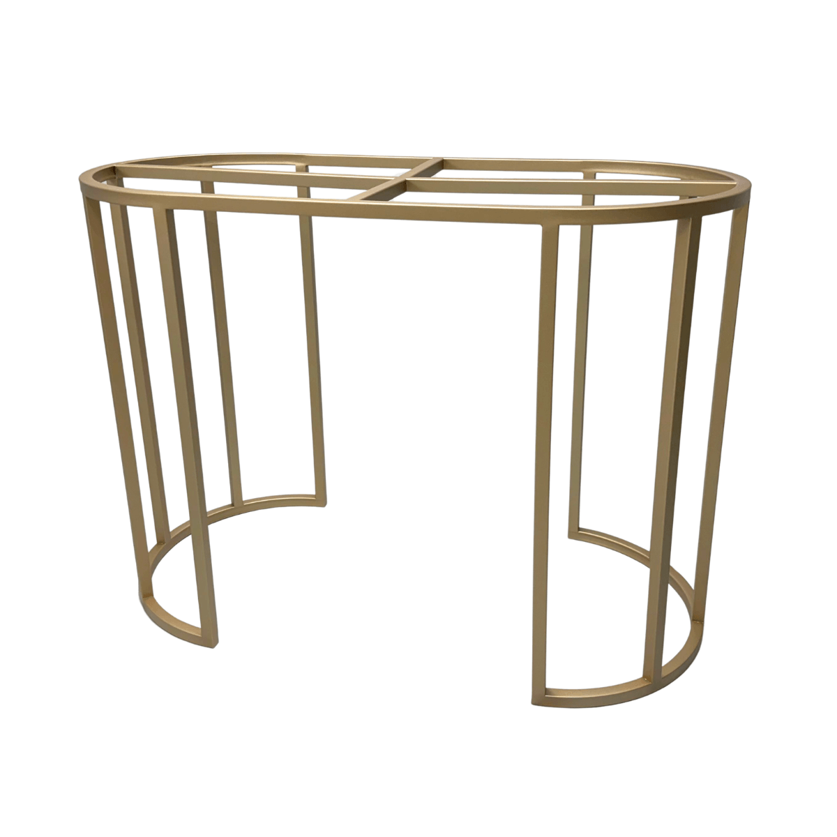 Base pé de mesa inox para tampo oval de pedra madeira mármore vidro dourado fosco luxo